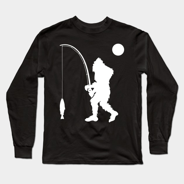 Bigfoot Fishing Long Sleeve T-Shirt by Tesszero